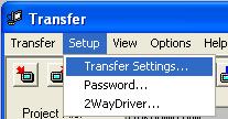 ) (3) On the [Transfer] window, select the [Setup] menu and click [Transfer Settings
