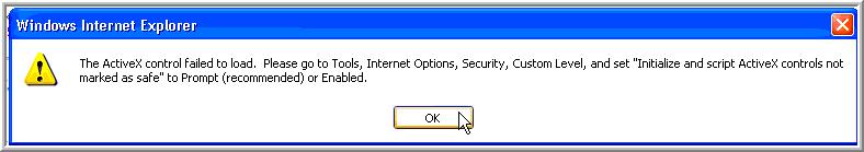 Optional INTERNET EXPLORER SETTINGS CHANGE If you receive the error message