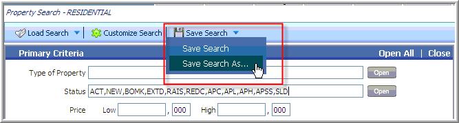Click on SAVE SEARCH, then SAVE