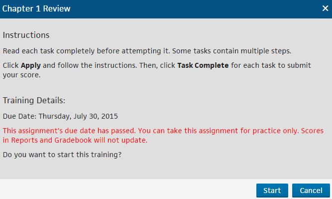 Training Assignments Use the following procedure to take a training assignment.