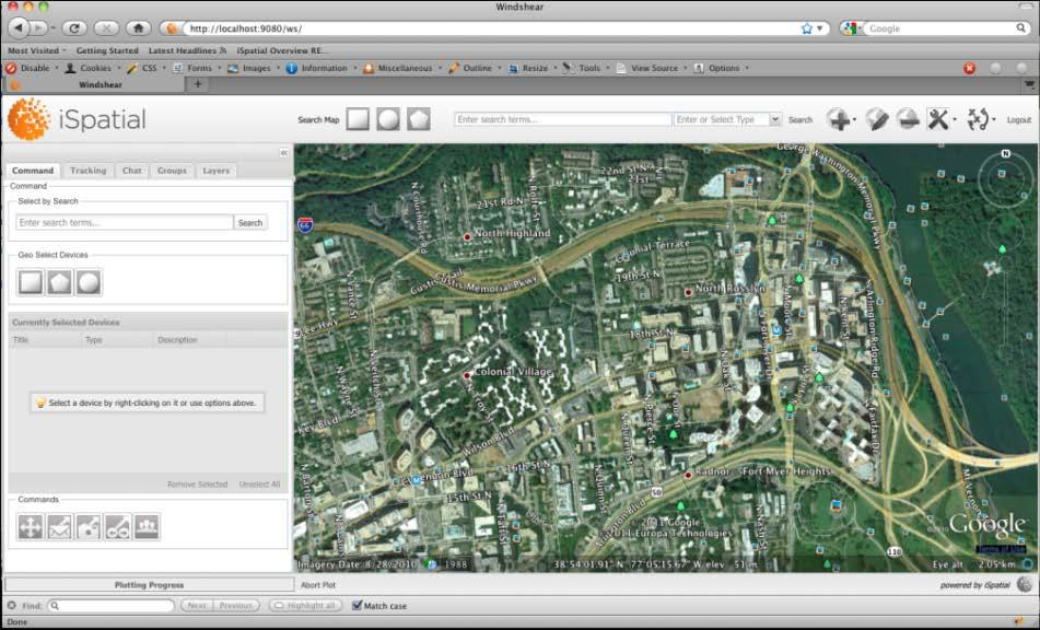 Figure 3 ispatial as a Web Page With Google Earth Web Plug-in Organizations like Army G2 have recognized the need for enhancing edge networks and programs like Land ISRnet holistically look at
