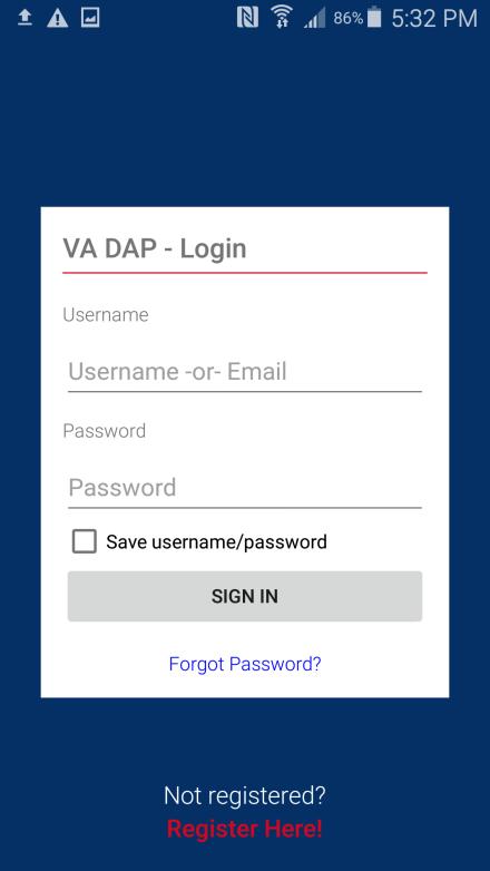 Getting Started with the VA DAP App Installing the VA DAP App The VA DAP app is compatible with Android 4.3 and higher. The VA DAP app can be used on Android phones and tablets.