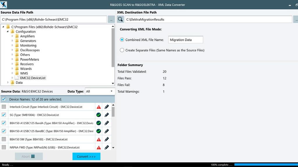 Migration features Migration wizard R&S ELEKTRA allows existing