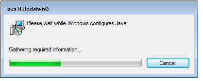 Please wait while the system is uninstalling Java.