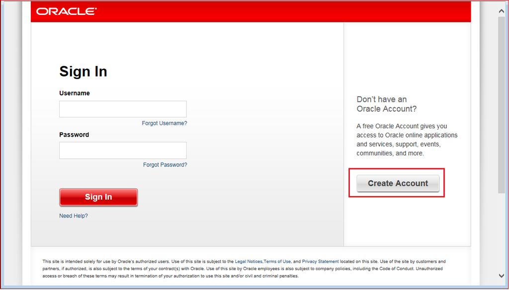Sign in Oracle Account if you have it,