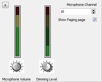 5. More definitions: Close Microphone Settings Microphone Channel Display/Undisplay aging tabp Determine microphone volume Determine volume lowering of other sources during paging 6.
