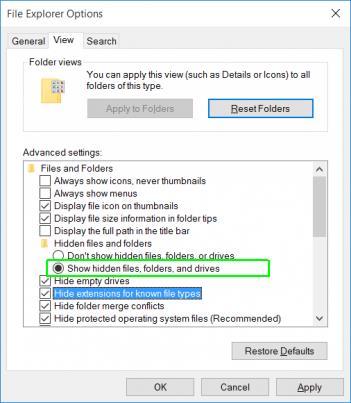 4. Toggle "Hidden files and folders" to "Show