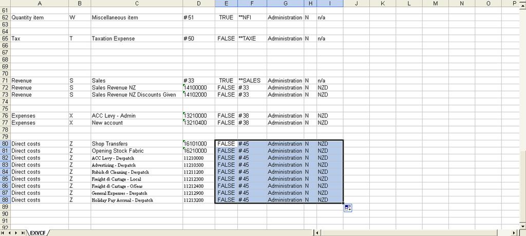 Confirm column F has the correct folder reference and H has the correct account type. 13. When finished click Save and close the spreadsheet 14.