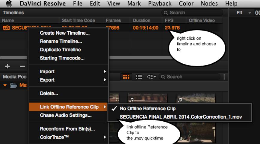 Go to the Resolve timeline that was created from the.
