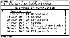 4 English/Language Arts Punctuation: Elements of Punctuation 4. Press twice. Student instructions and assignment files display (also referred to as the Item Menu).