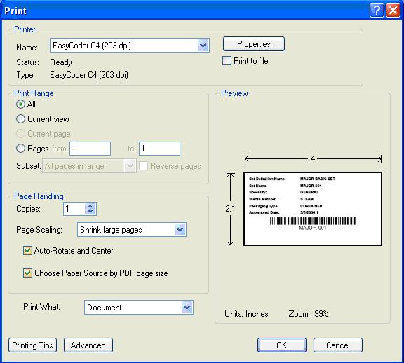 Then, within IMPRESS, when printing labels or countsheets, make sure that the