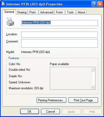 1 SET-UP PRINTER DRIVER Open your Barcode Printer Properties window: In Windows XP, click the Start button and select Printers and Faxes (this may be under Control Panel).