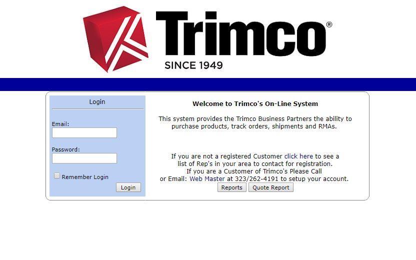 -Online Store Purchasing- 1. To use our online store, you need to visit our website at: http://www.trimcohardware.com/. Once you are at the home page, click on the tab that says: Distributor Login. 2.