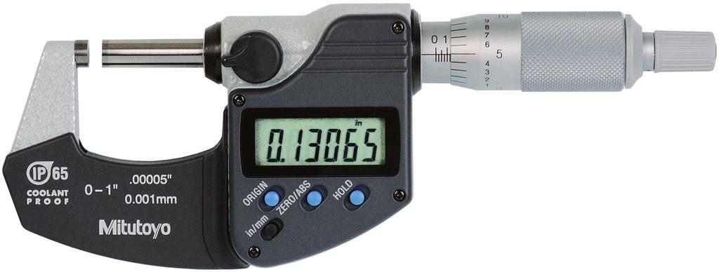 2 Micrometers DIGIMATIC MICROMETERS A non-slip surface with raised dots is employed for