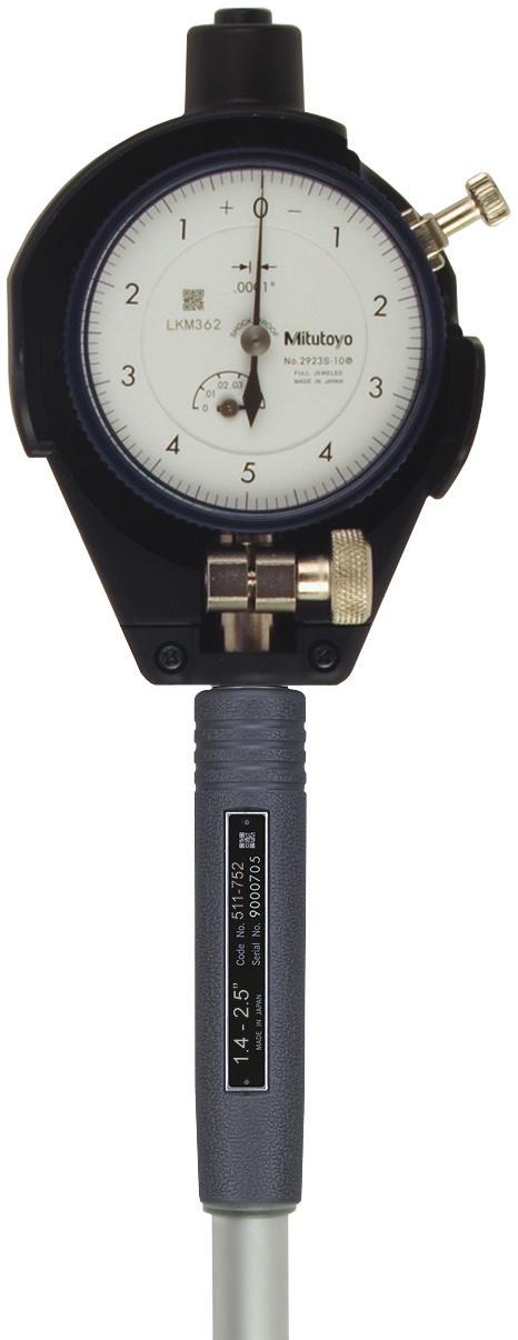 35 *inquire BORE GAUGE Carbide-tipped contact points for durability. A rugged cover fully protects the dial indicator.