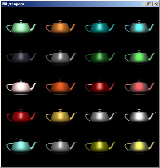 Example Only differences in these teapots are the parameters in the modified Phong model Computer Graphics with WebGL Ed Angel, 204 0 Computation of Vectors l and v are