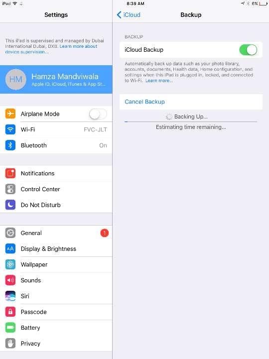 icloud Backup 4/4 Ensure the toggle button against icloud Backup option is turned ON
