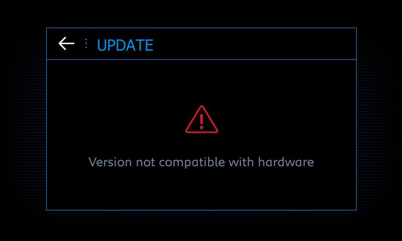 2 If the update is not fully completed, the following message appears: FIRMWARE UPDATE