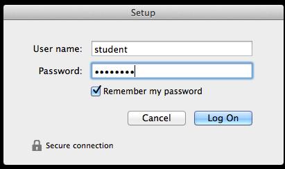 Click Log On A similar password pop up will appear. 8.