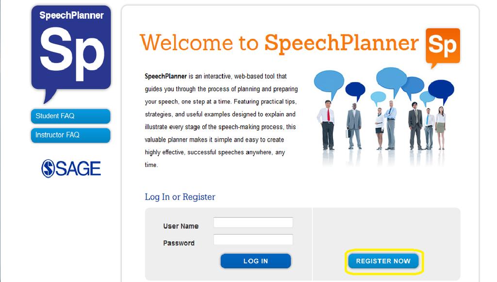 1. How do I access SpeechPlanner? Students and instructors access SpeechPlanner at www.sagepub.com/speechplanner using their own unique user name and password. 2. How do I set up my account?