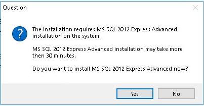 Installing MS SQL 2012 Express Advanced may take some time. Typically 15-20 minutes. Please wait. 8. SQL Server Installation requires you to reboot the PC.