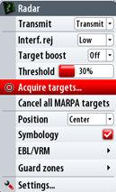 Context menus Goto menu Chart PLOT MARK GO TO VESSEL Radar
