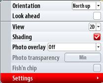 Optional settings for Navionics charts Annotation Determines what area information such as names of locations and notes