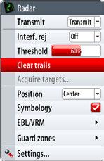 Target tracking Any MARPA target detected by the NSE system can be tracked by the radar.