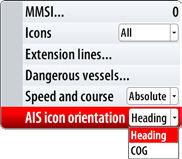 Sets the orientation of the AIS icon; either based on heading or COG
