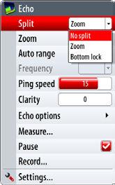 The range zoom bars on the right side of the display shows the range that is magnified. If you increase the zooming factor the range will be reduced.