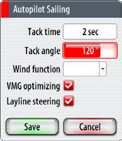 Tacking in Auto mode Tacking in AUTO mode is different from tacking in D mode. In AUTO mode the tack angle is fixed and as defined by the user.