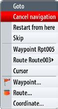 the cursor over the route and then pressing the key.