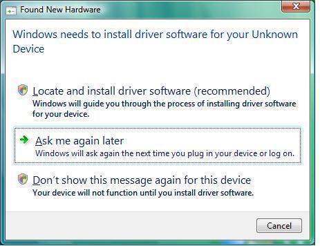 Microsoft Windows Vista / Microsoft Windows 7: When you first connect your instrument Vista or Windows 7 it will try and install drivers for it and you will see a small balloon popup from