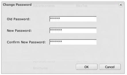 8: QPS WEB HUB Change Password dialog box 2 Enter your password in the Old Password field. 3 Enter your new password in the New Password field.