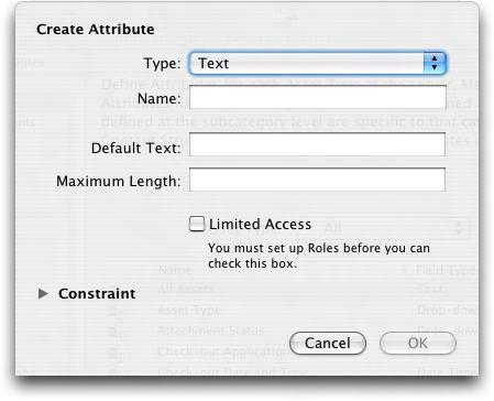 4: CONFIGURING QPS SERVER Specify the attribute name and type in the Create Attribute dialog box. 3 Enter a name for the attribute in the Name field.