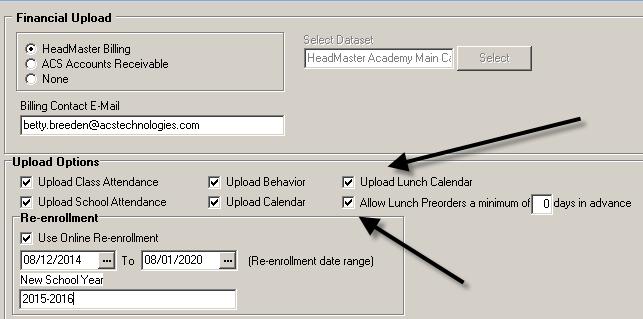 Unit 6: Online Lunch Ordering Once Lunch items and the Lunch calendar have been created, this information will upload to HeadMaster Online the next time an upload is done.