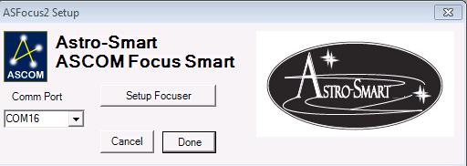 Select Focuser 1 or 2 Options and Choose the following ASCOM driver. 4.