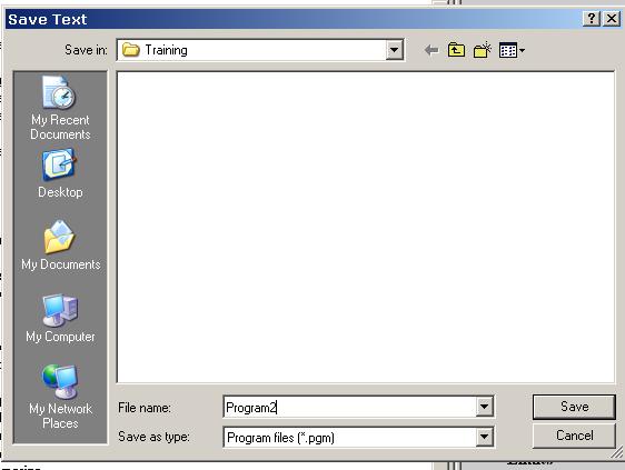 Saving a Program, Continued Exercise Save the same short program as a text file named Program2 in the C:\STEPS\EpiInfo\Training folder. The Save Text dialog should look like the figure below.