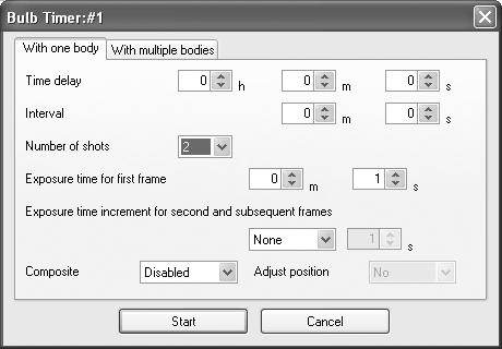 Displaying the [Bulb Timer] Dialog Box 37 To display the [Bulb timer] dialog box, select [Expanded shooting] and [Bulb timer] from the [Tools] menu.