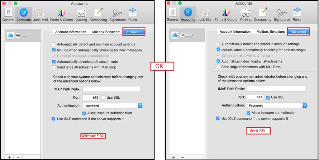 13. Click on you mail, Under Advance tab: Uncheck the box next to Automatically detect and maintain account settings Check the box next to Include when automatically checking for new messages