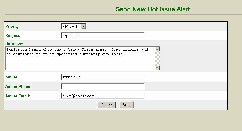 Alerting Capabilities PRISM generates alert messages that are sent to all portal users.