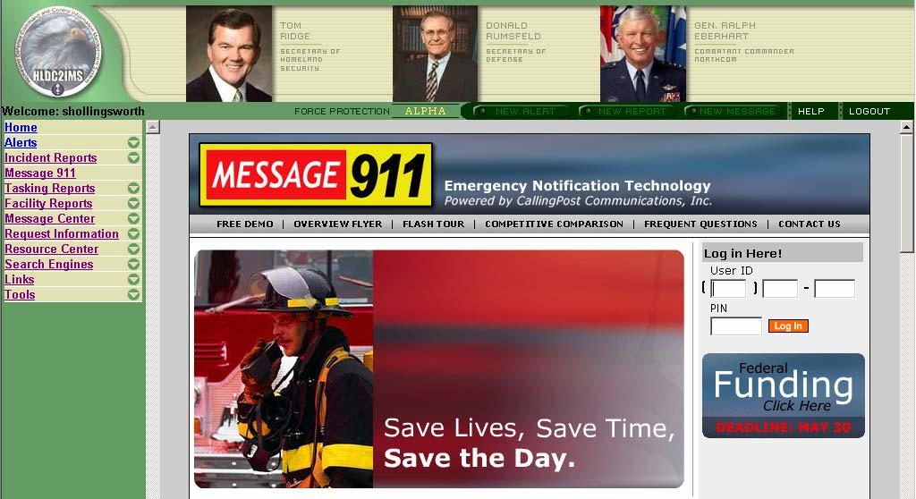 Message 911 - Emergency Notification Technology COTs voice notification system designed to meet critical emergency alert situations.