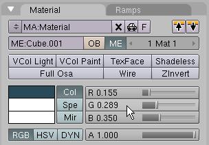 In the Materials Panel adjust the color sliders to