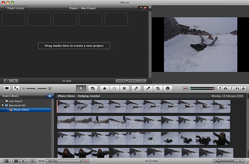 imovie Project Put together video clips, photos, music and more to create movies. Viewer Your video plays here.