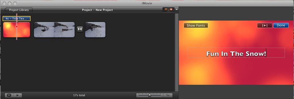 When you have made your selection, you will see that a new slide is created in your project window. You can then go to your viewer and type the name of your movie.