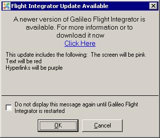 The installation is complete when the Galileo Flight Integrator About screen display appears. When you see this, the Galileo Flight Integrator is opening on your system tray.