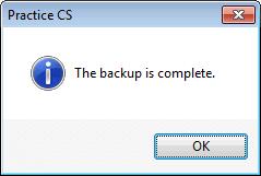 When prompted that the backup is complete, click OK.