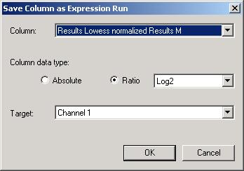 Action 1. Create a new expression run by selecting Tool > Save Column as Expression Run. 2. In the Save Column as Expression Run dialog box that opens (Figure 12): a.