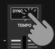 Mixing Your First Tracks using SYNC The tempo of the track in Deck B is now synced to the running track, indicated by the equal tempo value in the software's Deck Header.