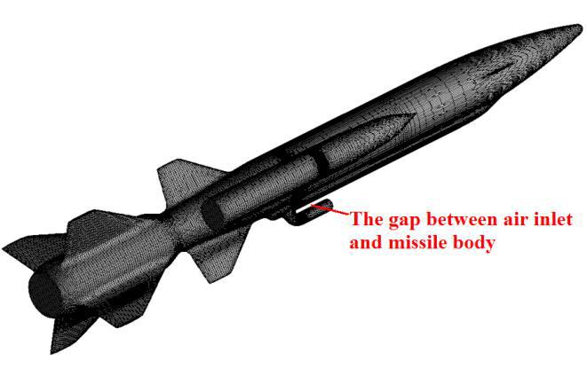 Cartesian grids Missile II is another stand model, it is hard for traditional isotropic grid generation since there is a little gap between air inlet and the missile body. Fig.